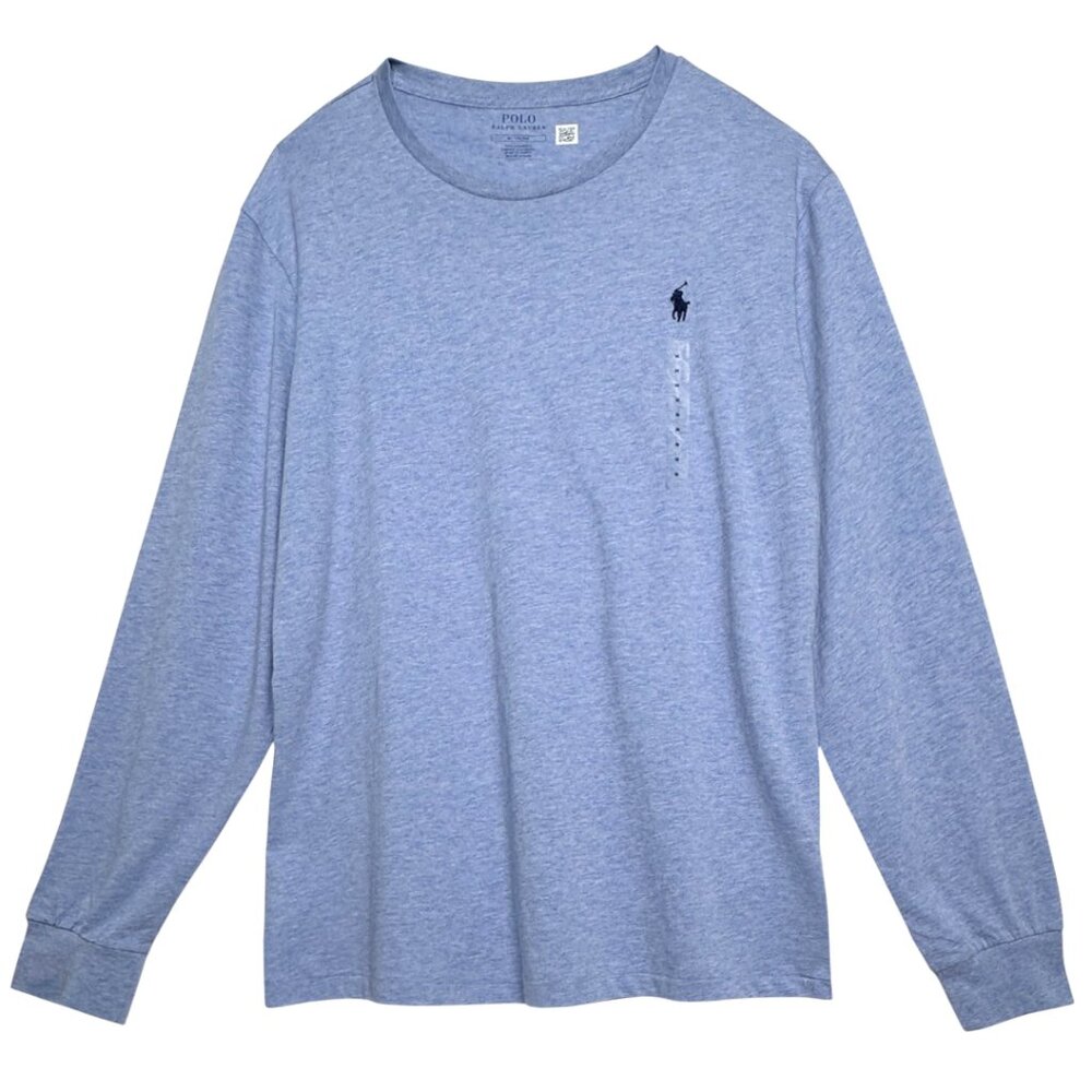 NWT POLO RALPH LAUREN LONG SLEEVE BLUE PREMIUM 100% COTTON CLASSIC SPORTY MEDIUM - Picture 2 of 7